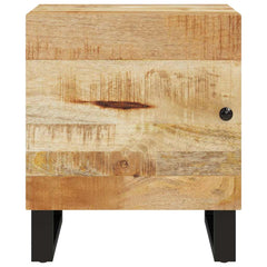 vidaXL Bedside Cabinet | Black, Natural Wood | Solid Mango Wood, Iron | Compact 3
