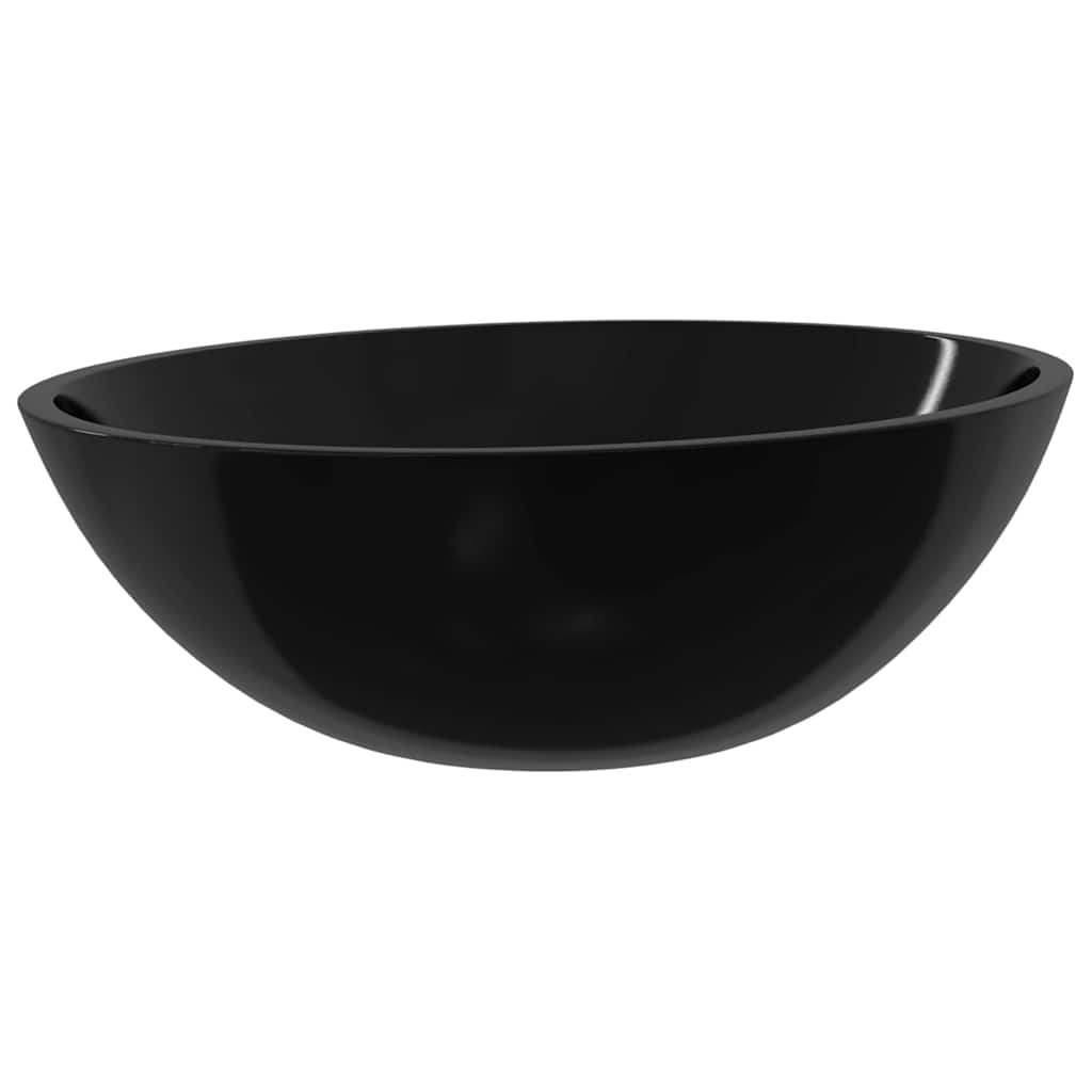 vidaXL Basin Glass 50x37x14 cm Black 2