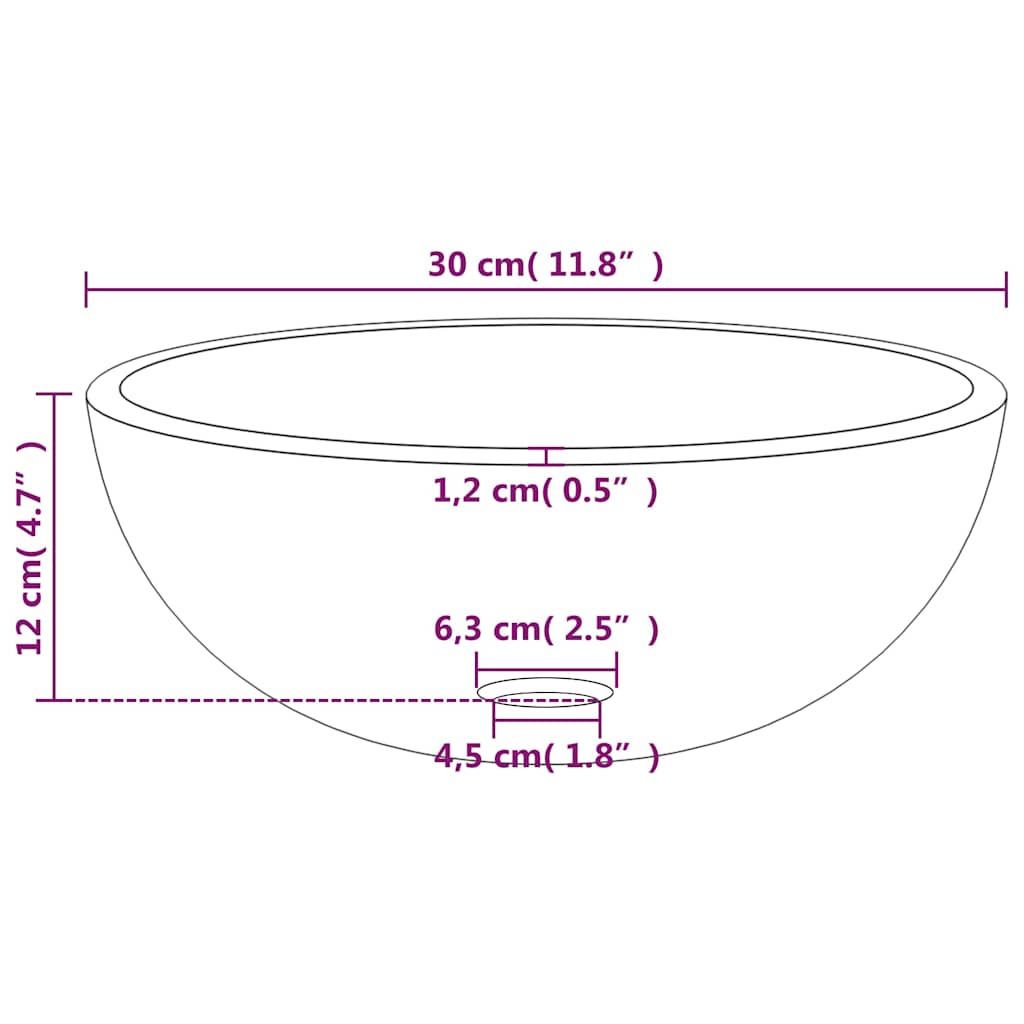 vidaXL Basin Tempered Glass 30x12 cm Gold 5