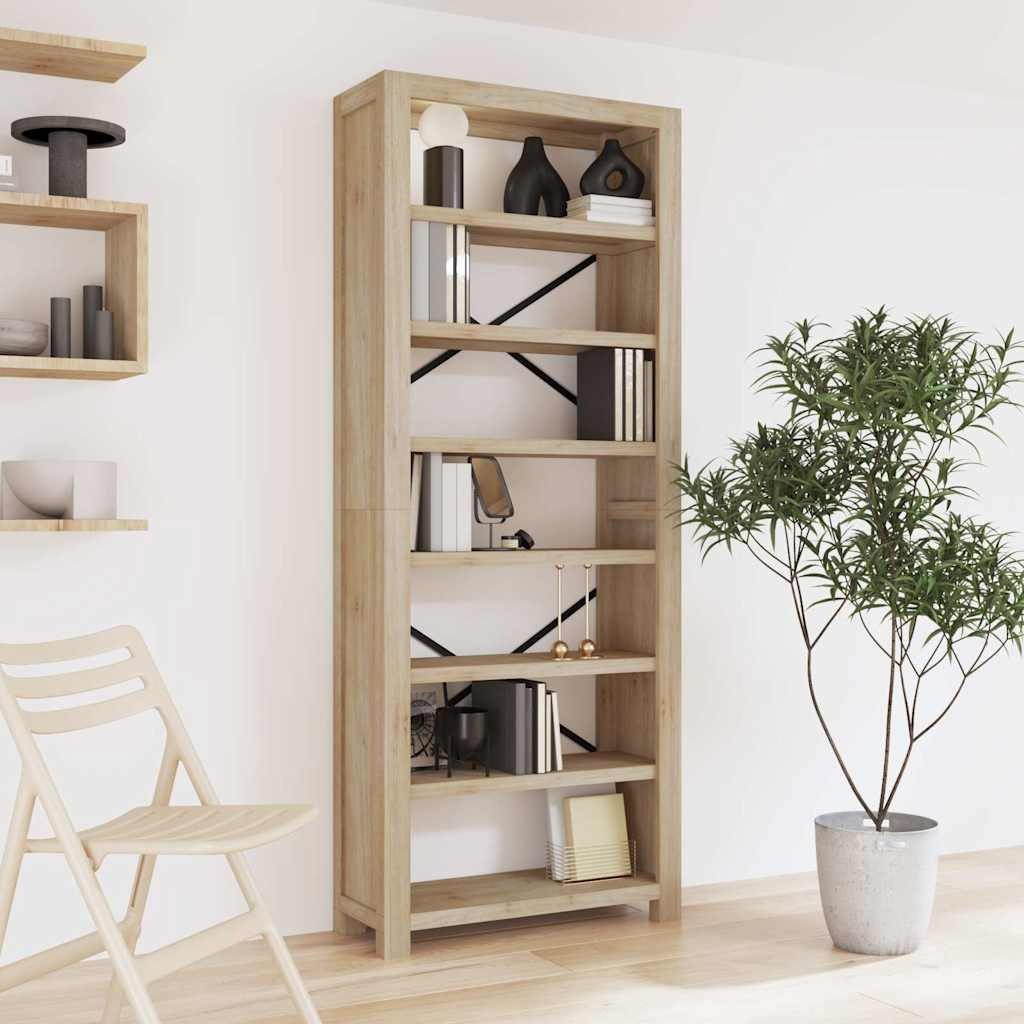 3-Tier Bookcase 80x30x80 cm Solid Wood Acacia 200 cm