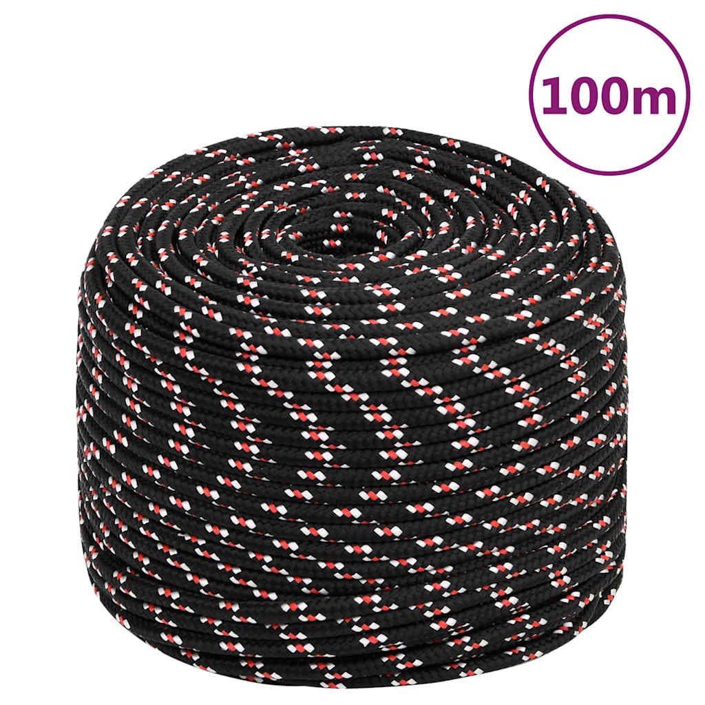 vidaXL Boat Rope Black 10 mm 100 m Polypropylene 1