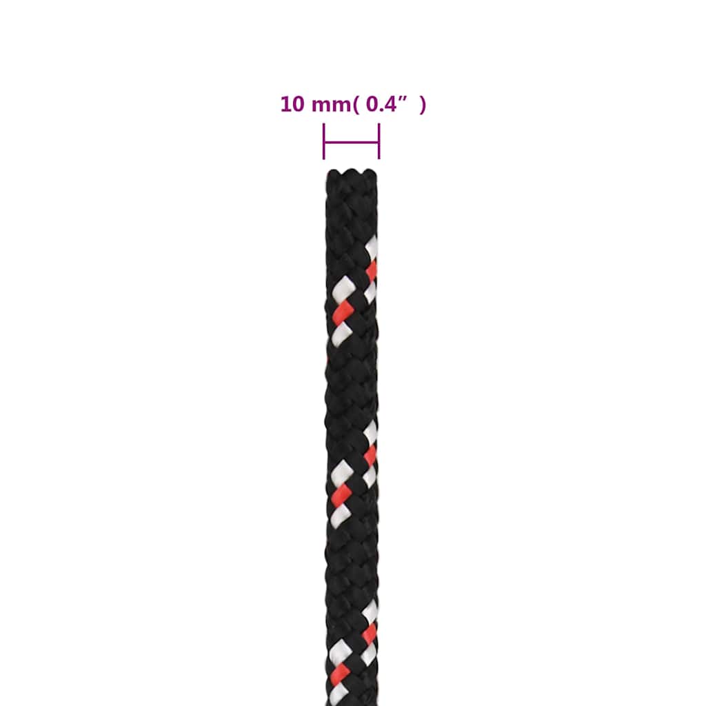 vidaXL Boat Rope Black 10 mm 100 m Polypropylene 6