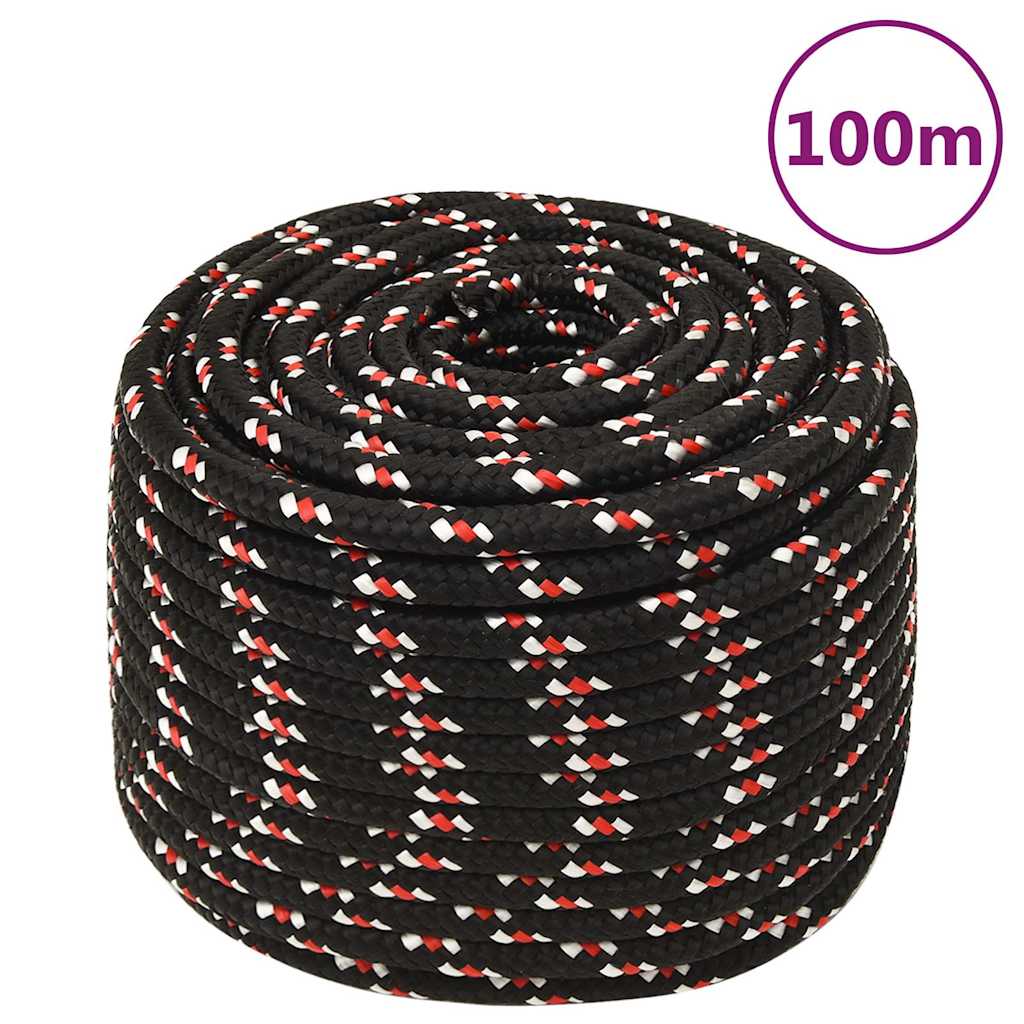 vidaXL Boat Rope Black 14 mm 100 m Polypropylene 1