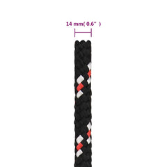 vidaXL Boat Rope Black 14 mm 100 m Polypropylene 6