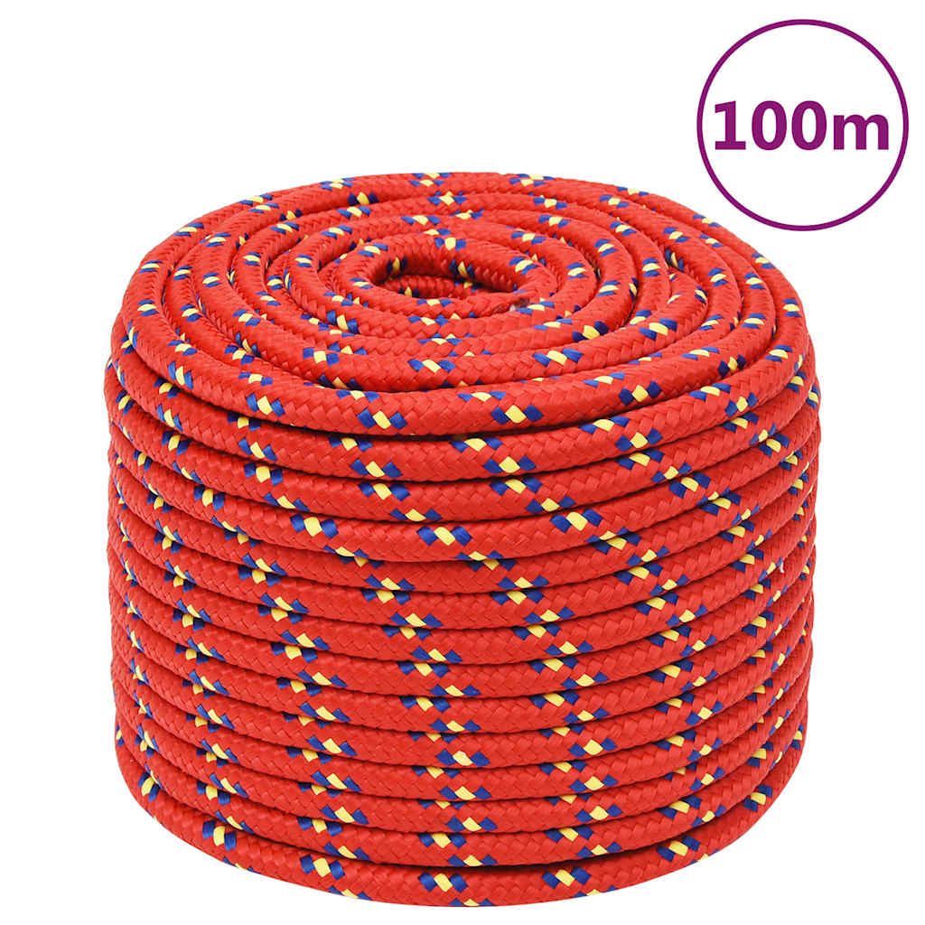vidaXL Boat Rope Red 12 mm 100 m Polypropylene 1
