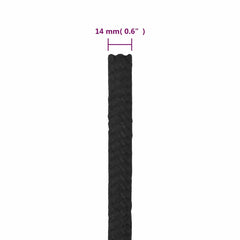 vidaXL Boat Rope Full Black 14 mm 50 m Polypropylene 6