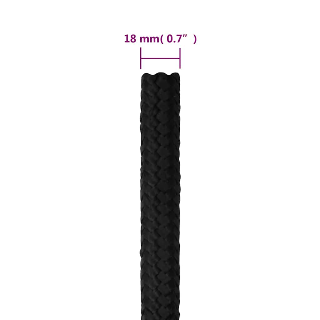 vidaXL Boat Rope Full Black 18 mm 50 m Polypropylene 6