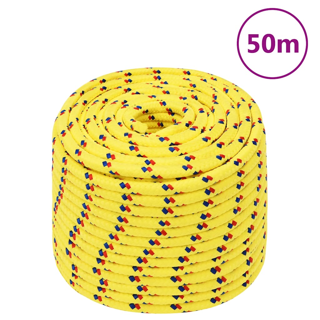 Boat Rope Polypropylene Length 50 m Yellow 12 mm