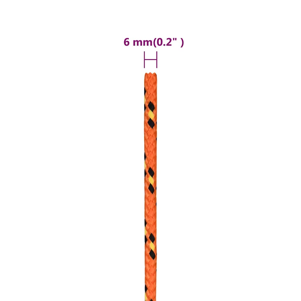 vidaXL Boat Rope Orange 6 mm 250 m Polypropylene 6