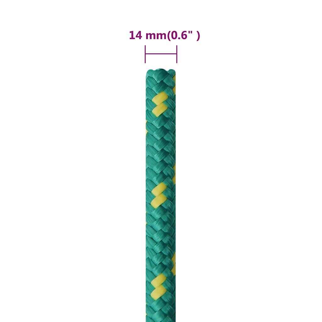 vidaXL Boat Rope Green 14 mm 50 m Polypropylene 6