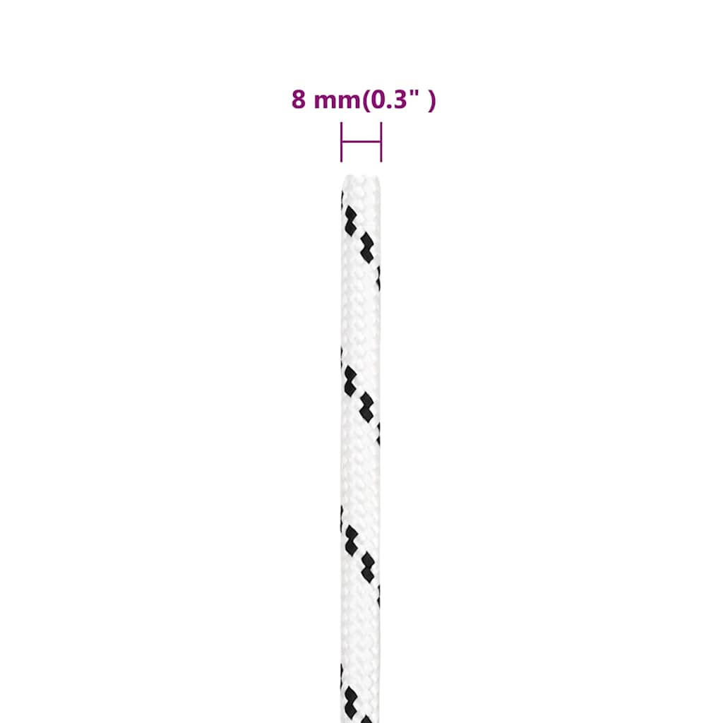vidaXL Braided Boat Rope White 8 mmx100 m Polyester 5