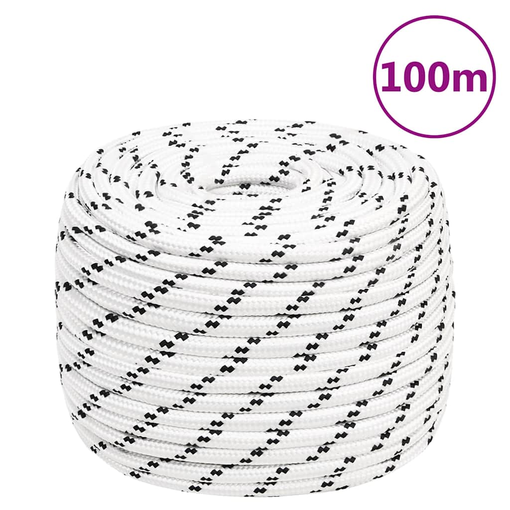 vidaXL Braided Boat Rope White 14 mmx100 m Polyester 6