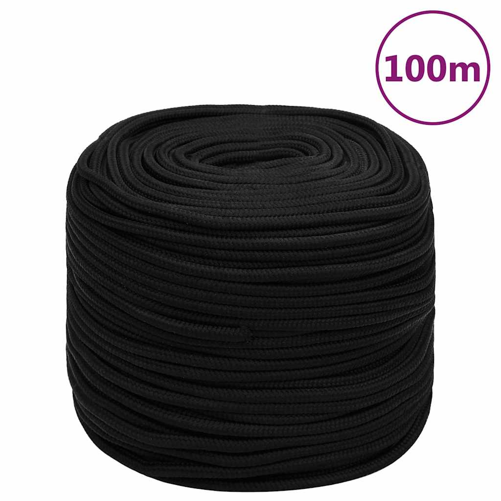 vidaXL Work Rope Black 6 mm 100 m Polyester 1