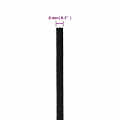 vidaXL Work Rope Black 8 mm 100 m Polyester 6
