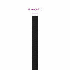 vidaXL Work Rope Black 12 mm 100 m Polyester 6