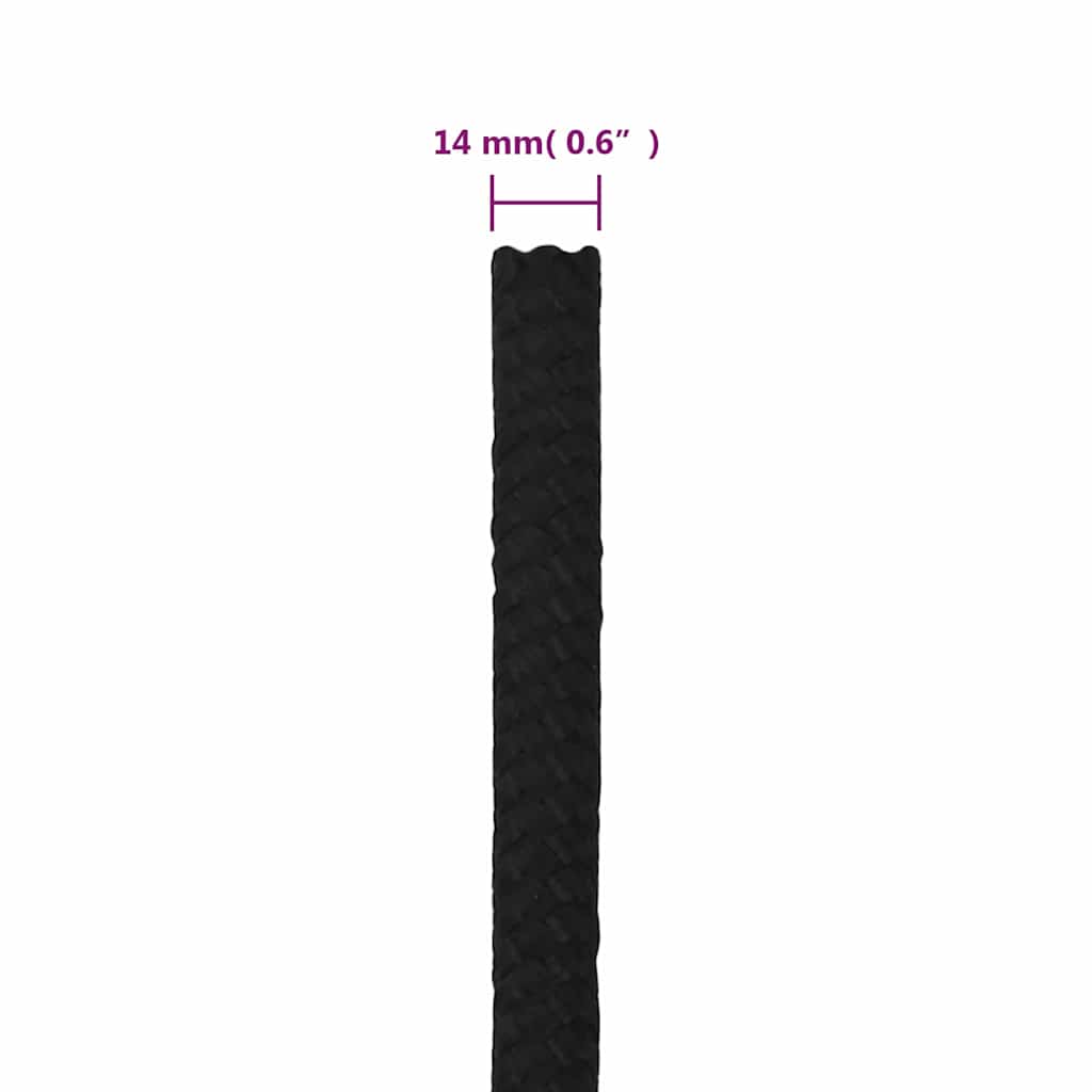 vidaXL Work Rope Black 14 mm 50 m Polyester 6