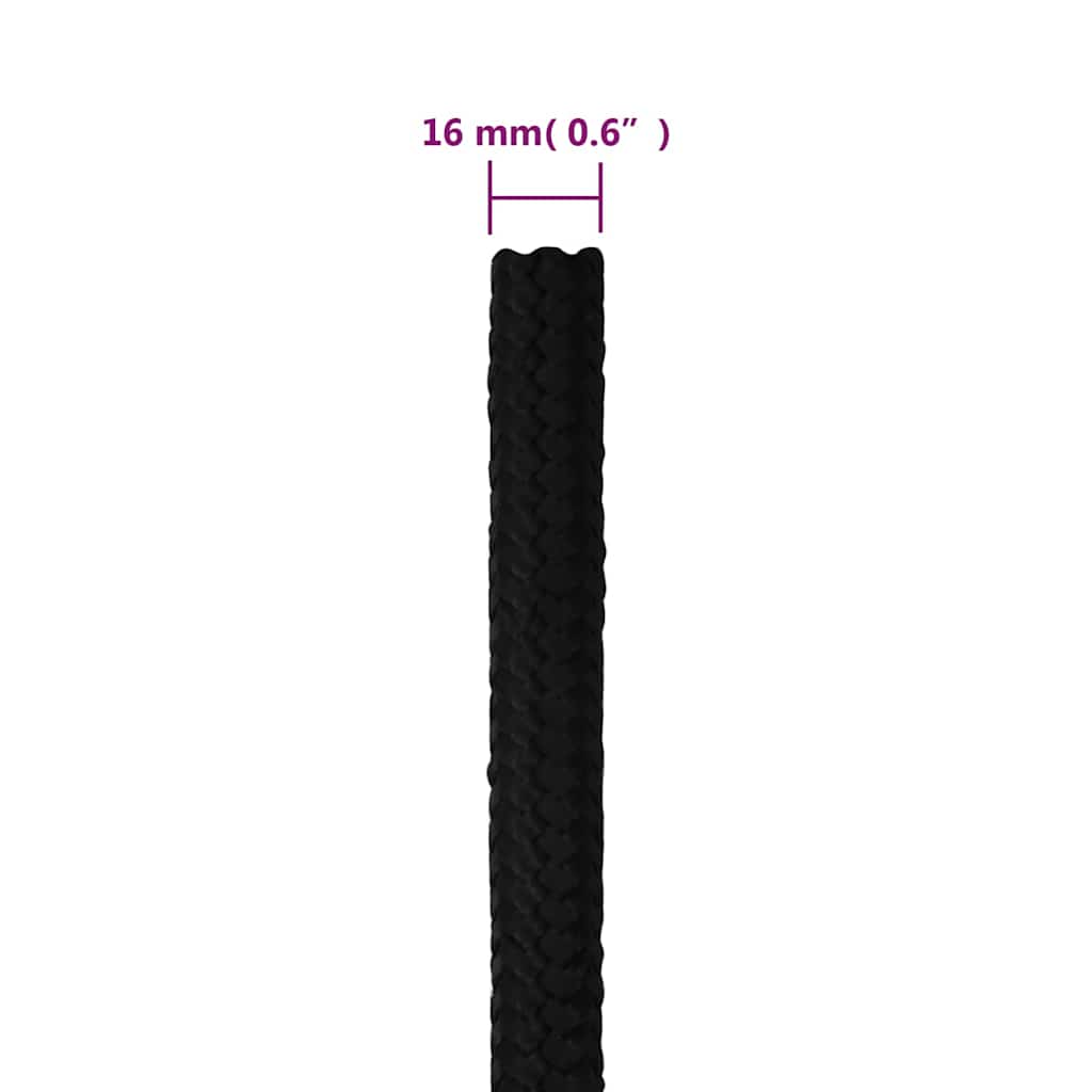 vidaXL Work Rope Black 16 mm 25 m Polyester 6
