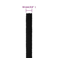 vidaXL Work Rope Black 16 mm 25 m Polyester 6