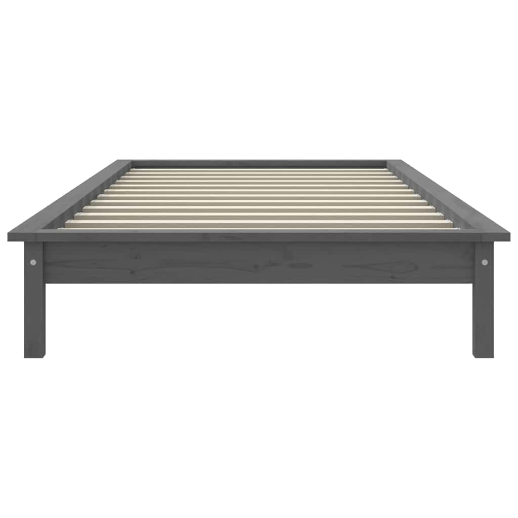 Bed Frame without Mattress Solid Wood Length 200 cm Grey 90 cm
