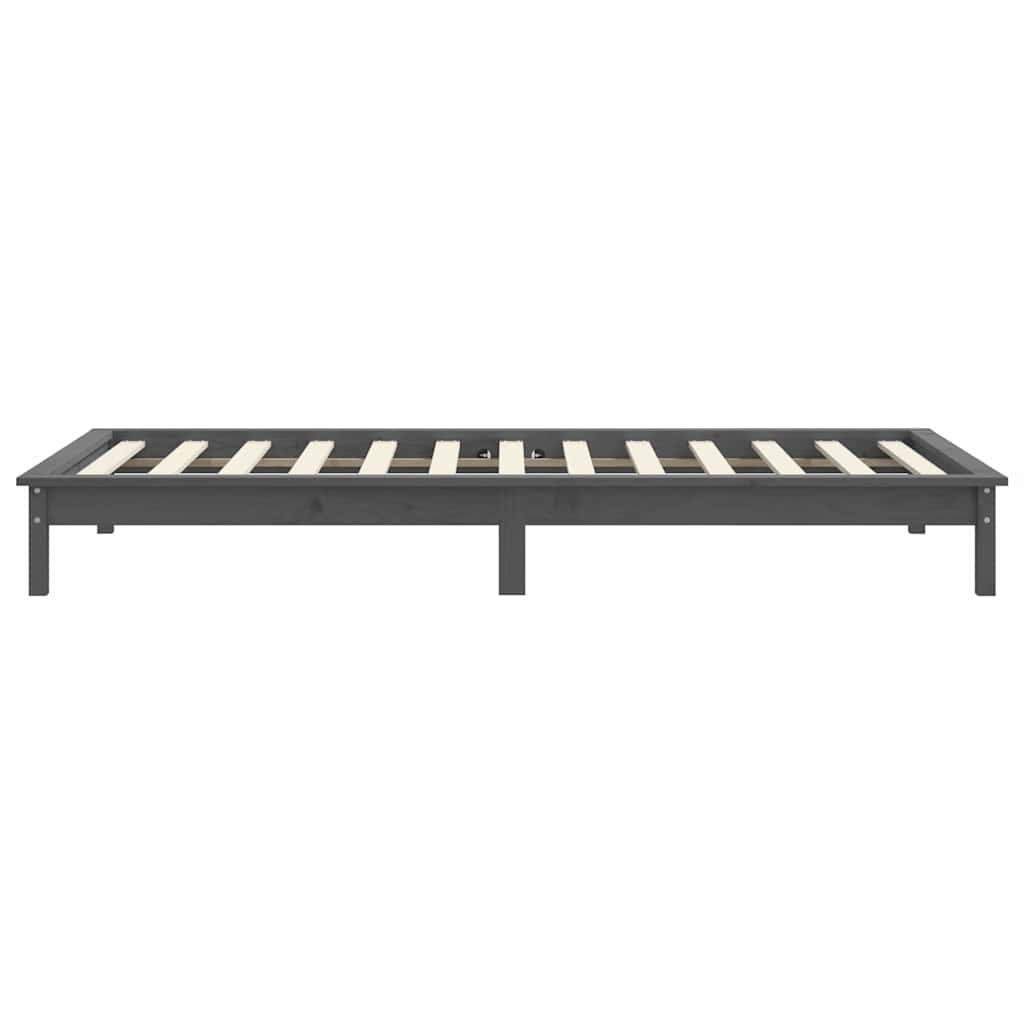 Bed Frame without Mattress Solid Wood Length 200 cm Grey 90 cm