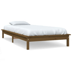 vidaXL Bed Frame | Honey Brown | Solid Pine Wood | Single | Decorative Inlays 2