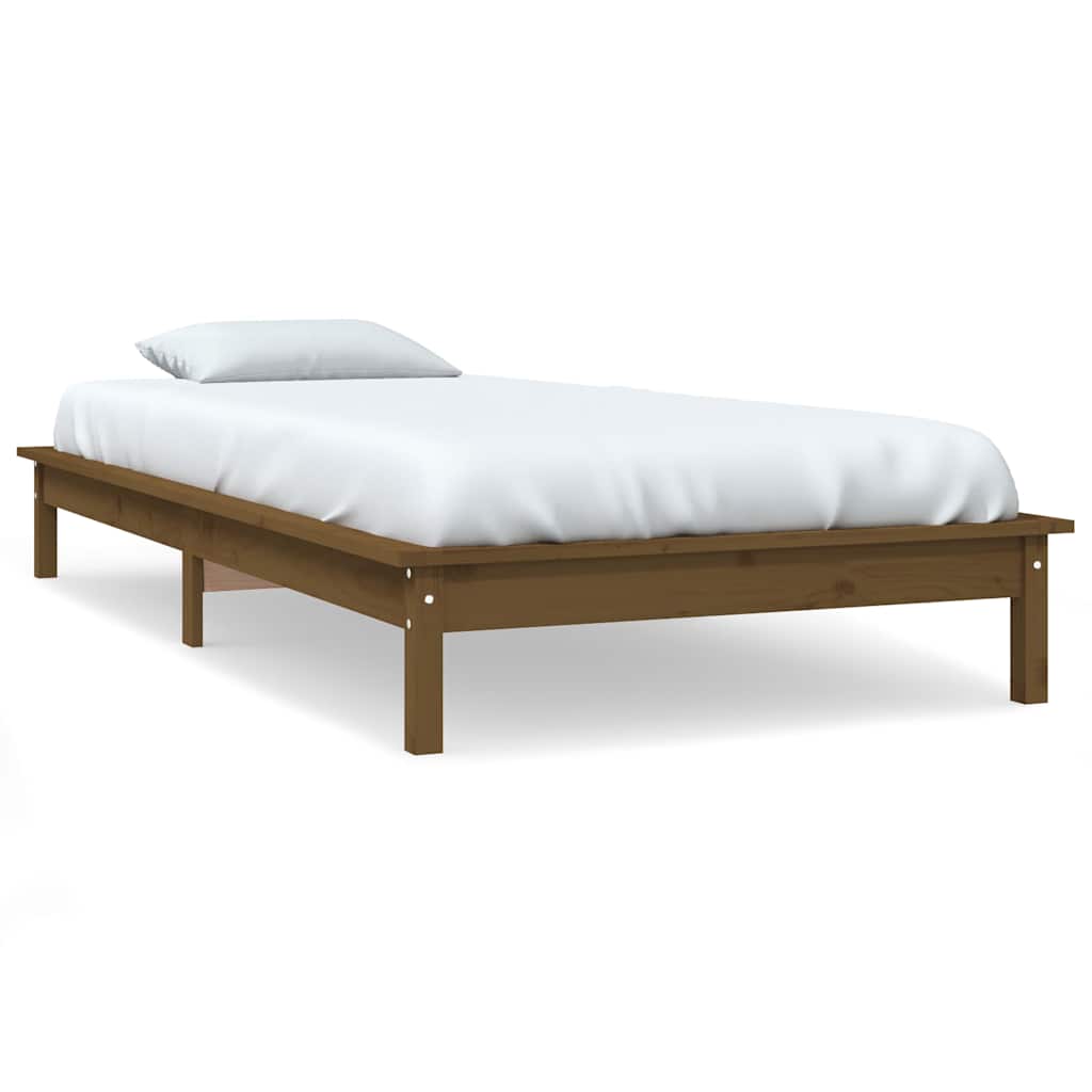 Bed Frame without Mattress Solid Wood Pine Length 190 cm Honey brown
