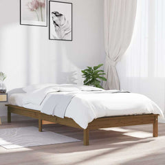 Bed Frame without Mattress Solid Wood Pine Length 190 cm Honey brown