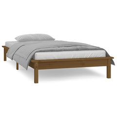 vidaXL LED Bed Frame without Mattress Honey Brown 75x190cm Solid Wood 4