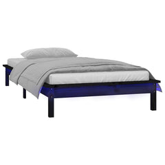 vidaXL LED Bed Frame without Mattress Black 75x190 cm Small Single Solid Wood 3