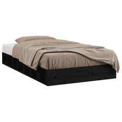 vidaXL Bed Frame without Mattress Black 75x190 cm Small Single Solid Wood 2