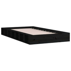 vidaXL Bed Frame without Mattress Black 75x190 cm Small Single Solid Wood 3