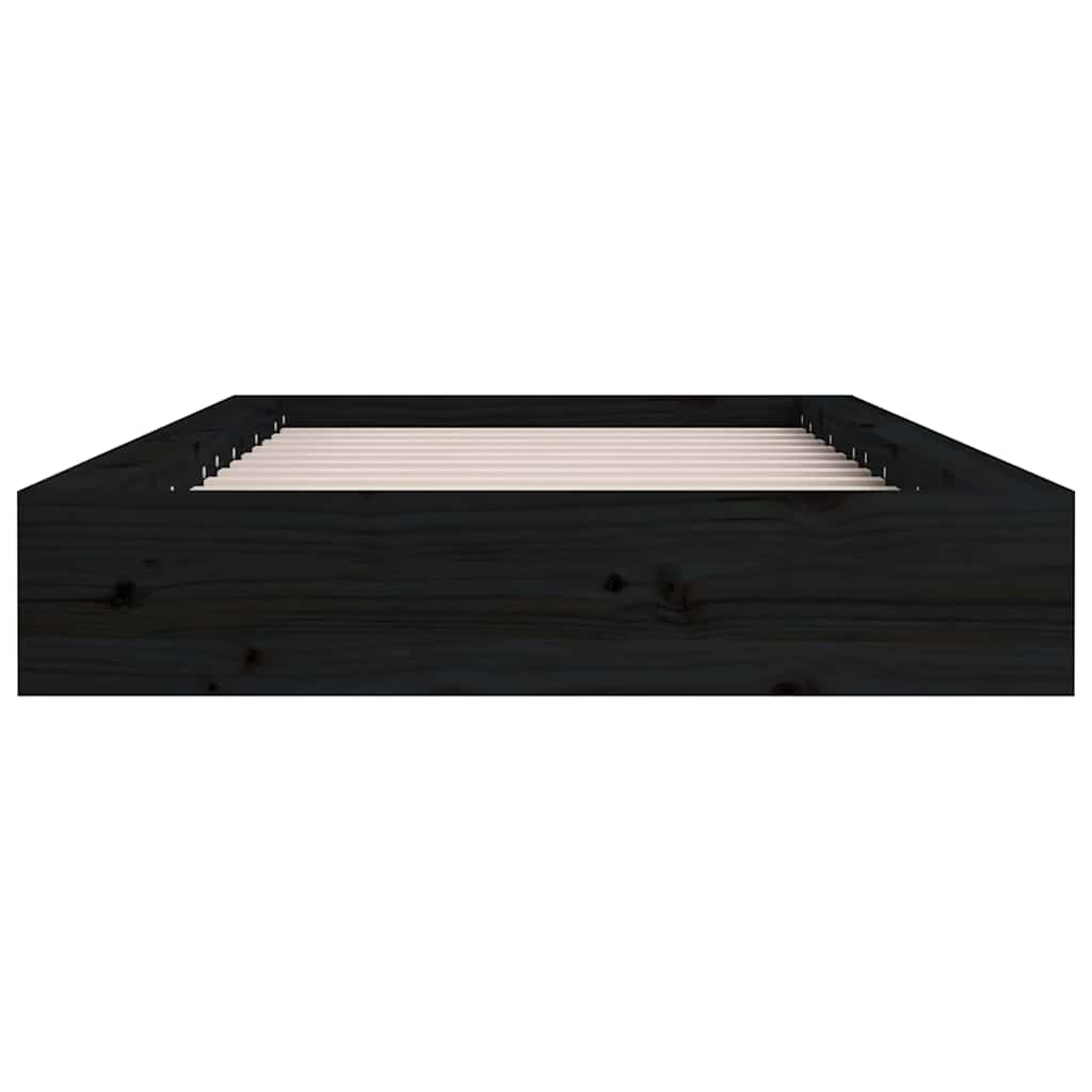 vidaXL Bed Frame without Mattress Black 75x190 cm Small Single Solid Wood 4