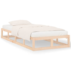 vidaXL Bed Frame | Natural wood | Solid Pine Wood, Plywood Slats | Single 2