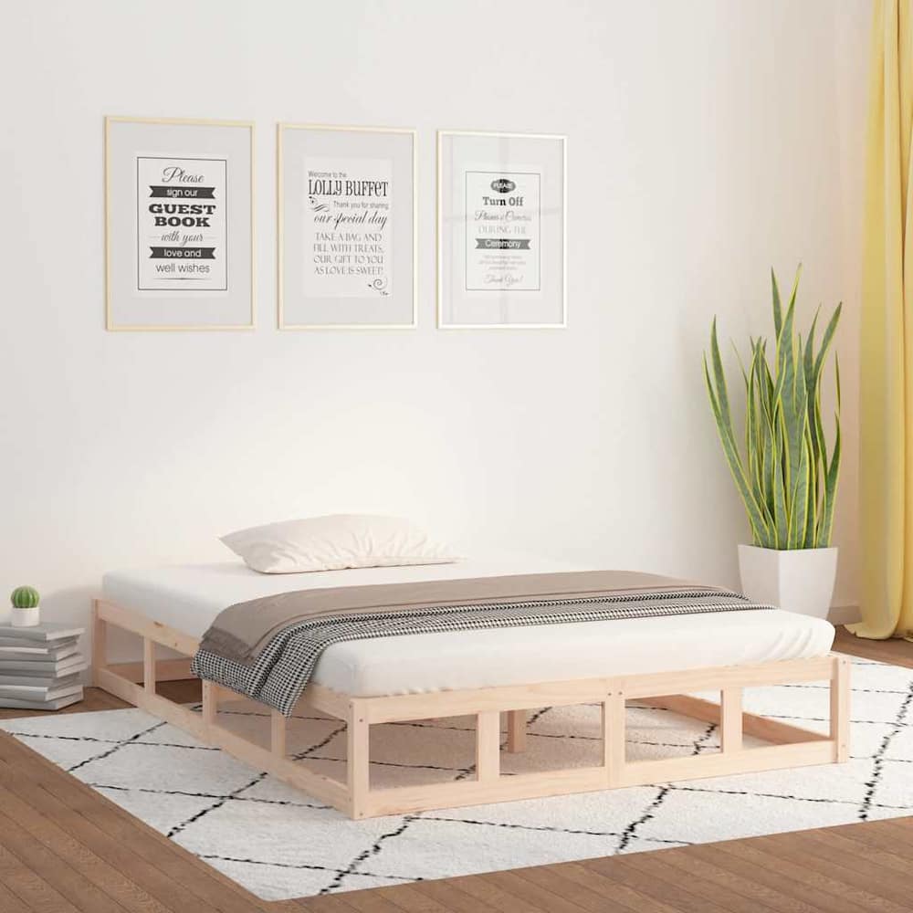 Bed Frame without Mattress Solid Wood Length Natural