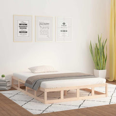Bed Frame without Mattress Solid Wood Length Natural