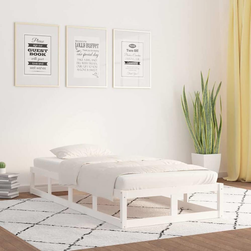 Bed Frame without Mattress Solid Wood Length White