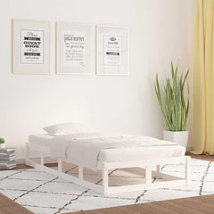 Bed Frame without Mattress Solid Wood Length White