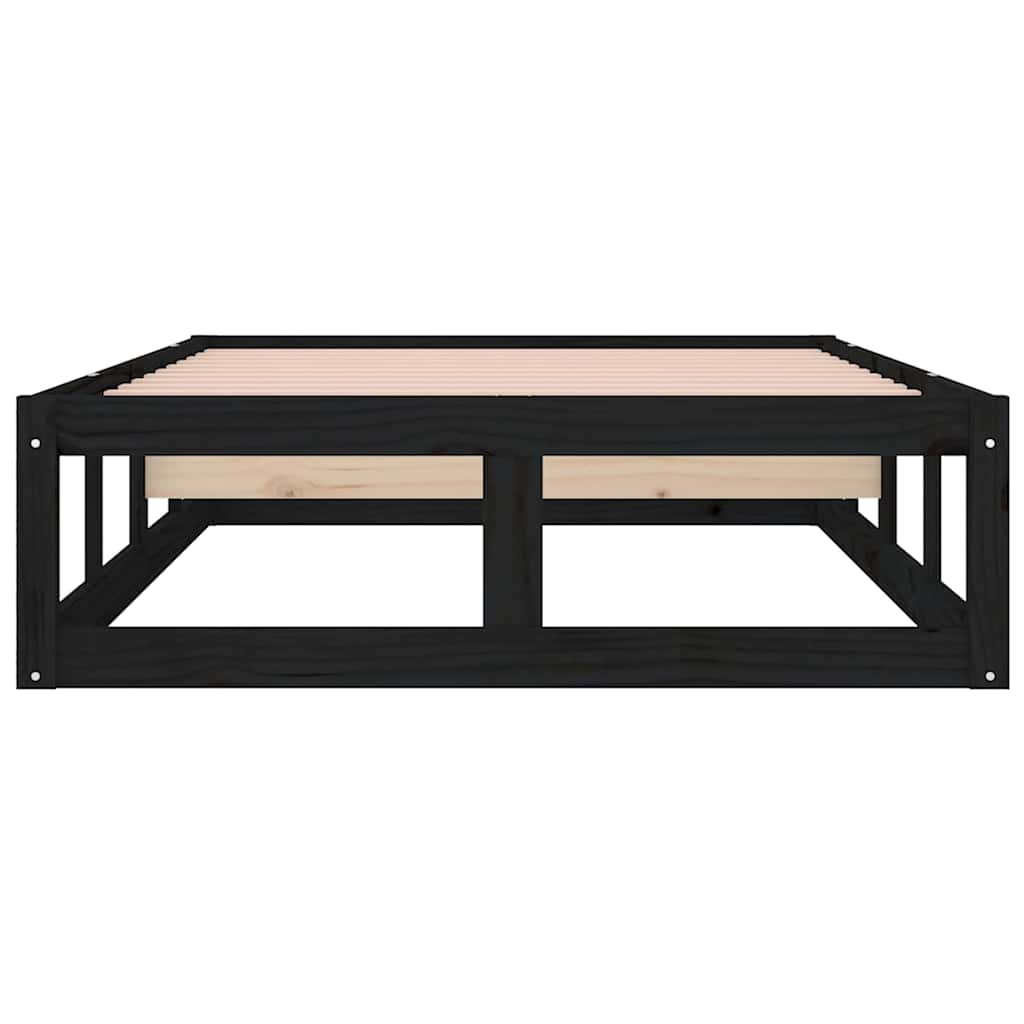 vidaXL Bed Frame without Mattress Black 75x190 cm Small Single Solid Wood 5