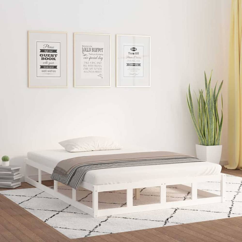 Bed Frame without Mattress Solid Wood Length White