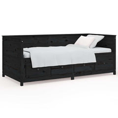 Day Bed without Mattress Solid Wood Pine Black 90 cm 190 cm