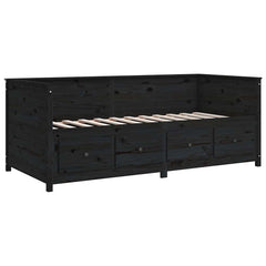 Day Bed without Mattress Solid Wood Pine Black 90 cm 190 cm