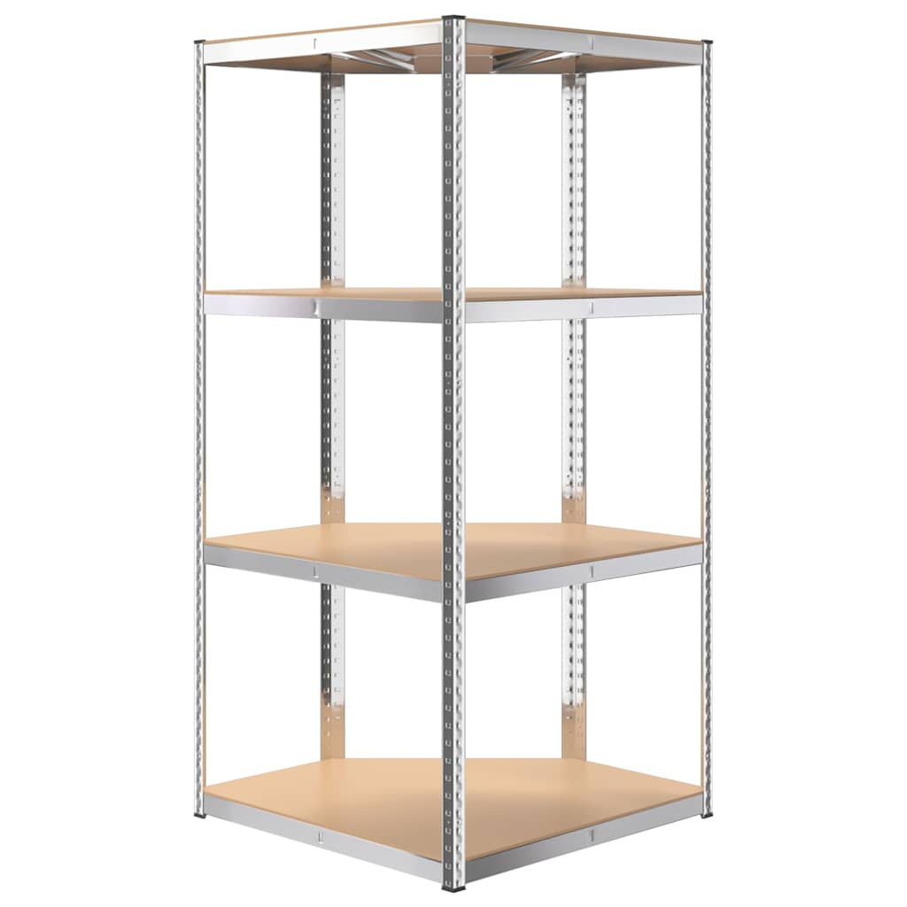 vidaXL 4-Layer Corner Shelf Silver Steel&Engineered Wood 6