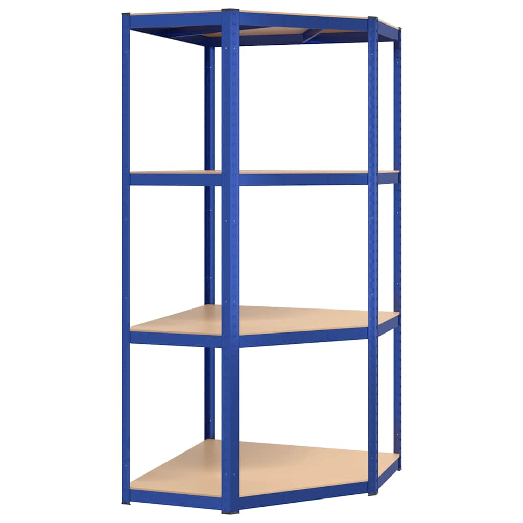 vidaXL 4-Layer Corner Shelf Blue Steel&Engineered Wood 2