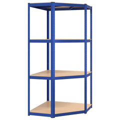 vidaXL 4-Layer Corner Shelf Blue Steel&Engineered Wood 2