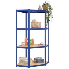 vidaXL 4-Layer Corner Shelf Blue Steel&Engineered Wood 3