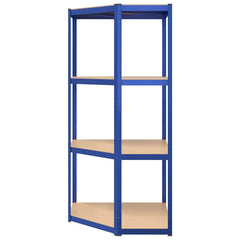 vidaXL 4-Layer Corner Shelf Blue Steel&Engineered Wood 5