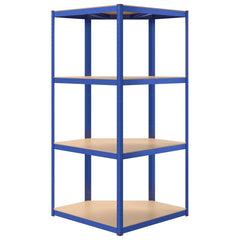 vidaXL 4-Layer Corner Shelf Blue Steel&Engineered Wood 6