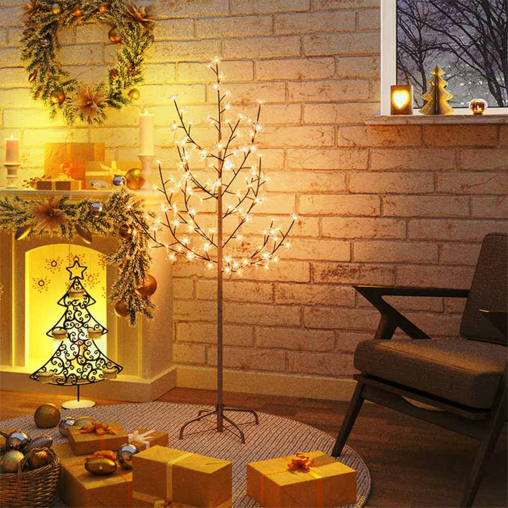 345130 vidaXL Cherry Blossom LED Tree Warm White 84 LEDs 120 cm 1