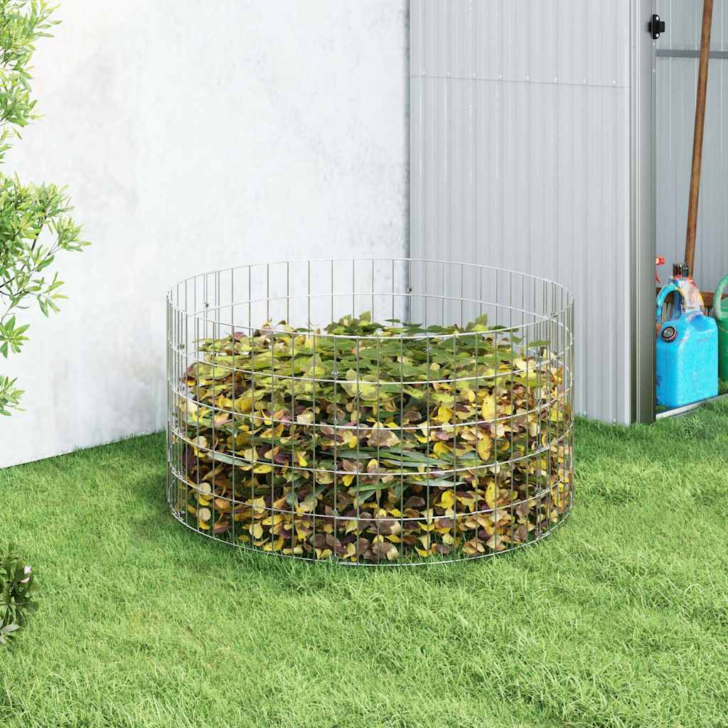 Garden Composter Galvanised Steel Ø 100 x 50 cm