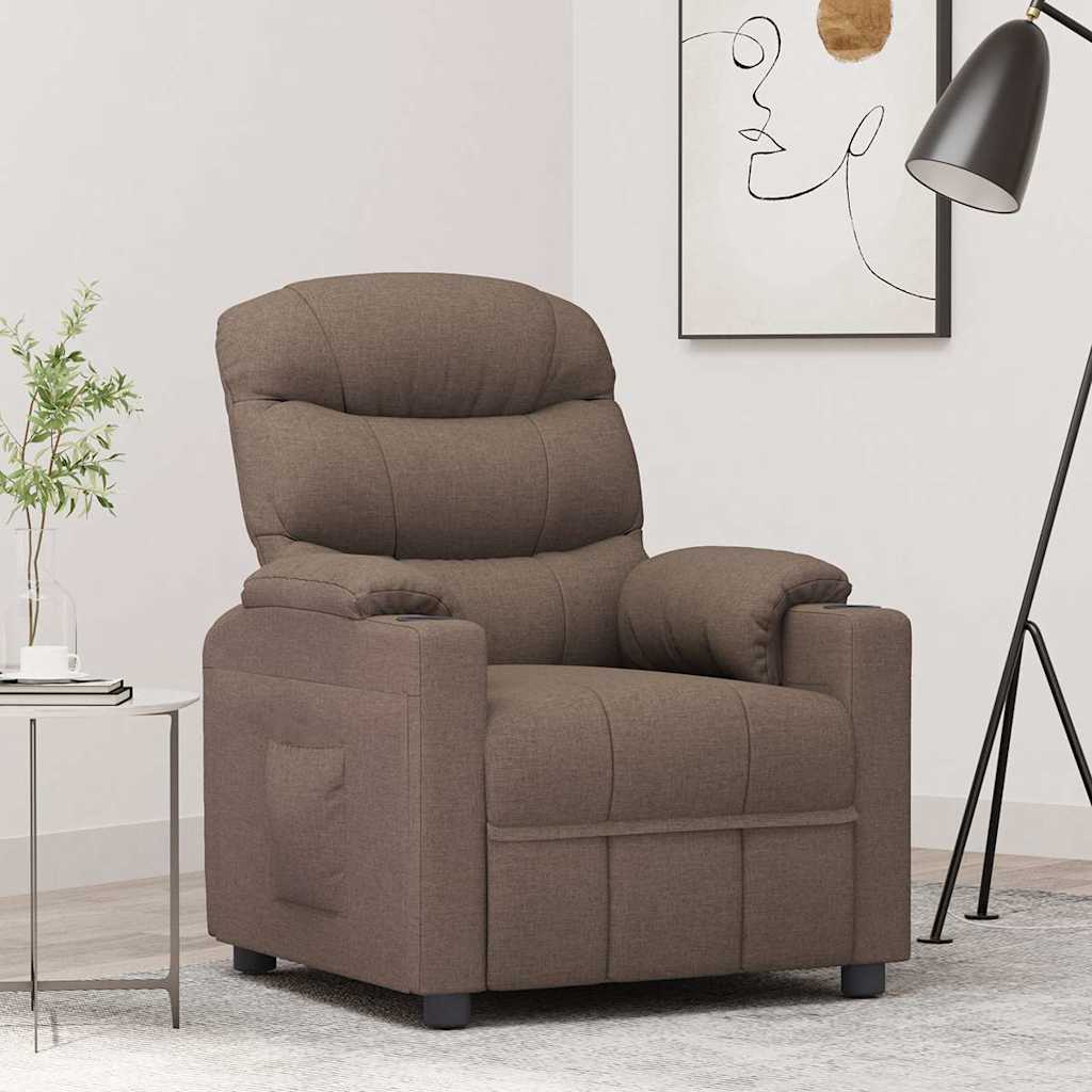 vidaXL Recliner Chair Taupe Fabric 1
